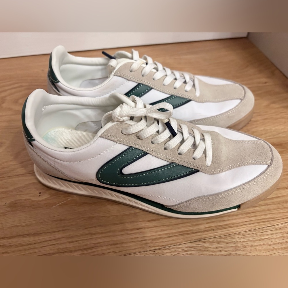 Tretorn Nylite Sneakers White Green Suede Trim Retro Tennis Shoes Women’s 8